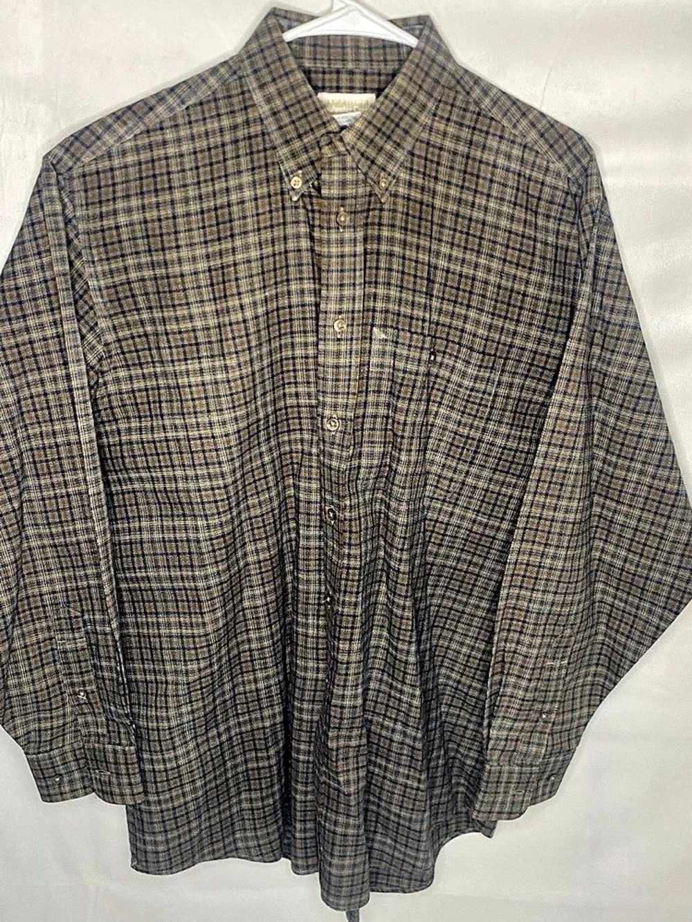 Coldwater Creek Plaid Cotton Button Down in Brown & Blue Size Medium